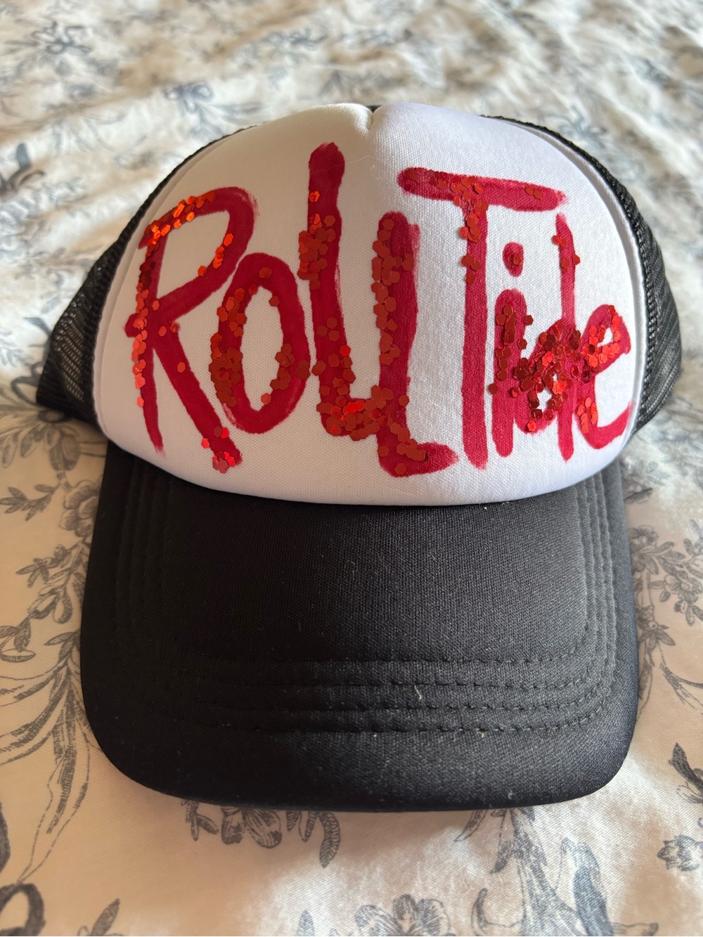 Never Worn-Roll Tide Trucker Hat - Black & White with Red Glitter